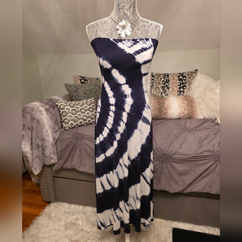 INC Tie-Dye Strapless Dress